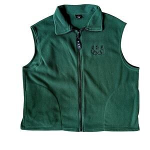 Team U.S.A. Olympic Emerald Green Fleece Zip-up Vest Men's XXL